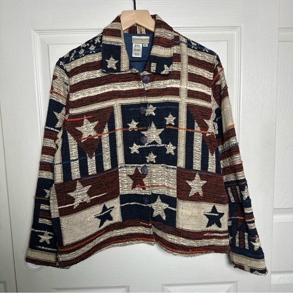 Vtg Coldwater Creek Red and Blue Blazer Americana Style - Picture 1 of 16
